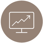 Investitionsplanung CAPEX Icon - Ein Monitor zeigt eine wachsende Kurve